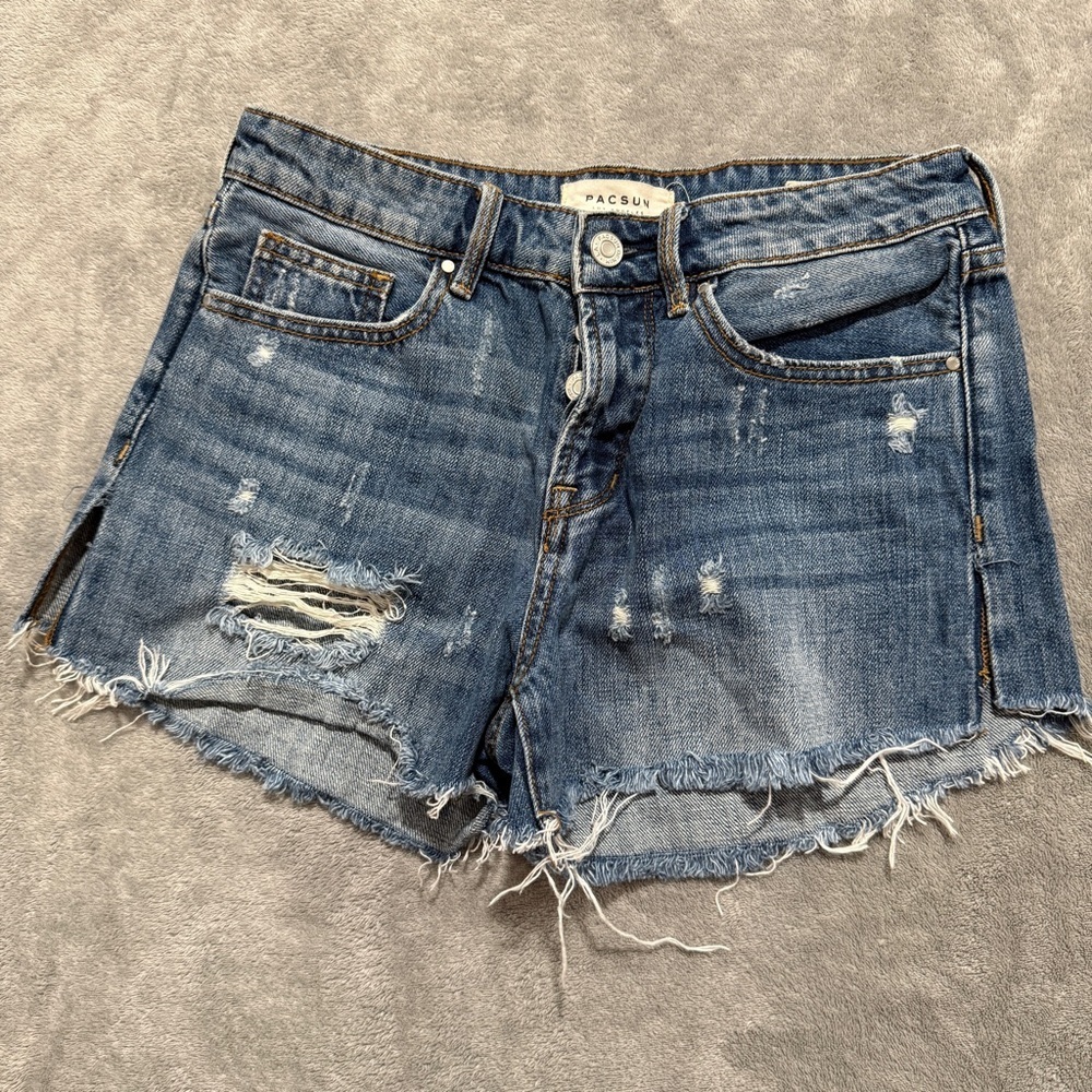 PacSun Women's Distressed Size 24 Blue Denim Shorts